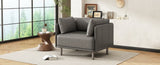 39" Vintage Grey Faux Leather Lounge Chair with Polyester and PU Leather Upholstery, Solid Wood N767P208310D