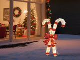 Lighted Candy Cane and Red Bowknot Christmas Decorations, Pre-lit 2D Holiday Decor with 100 Warm 14090929