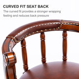 Seat Height 26'' swivel Cow top Leather Wooden Bar Stools 360 Degree Swivel Bar Height Chair with W2195135476