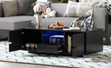 U-Can Modern High Glossy Rectangle Coffee Table, Stylish Center Table with Storage Space, Accent N724P294656B