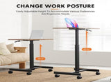 Small Mobile Desk Adjustable Height Laptop Desk with Lockable Wheels, Rustic Brown 88936399