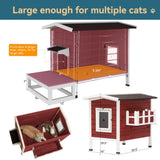 ZNTS Outdoor Cat House, Large Feral Cats House with Escape Door,Wooden Outside Cat Shelter Weatherproof W142763538