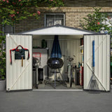 ZNTS 8 x 6 ft Outdoor Storage Shed, All Weather Metal Sheds with 2 Lockable Doors, Tool Shed for Garden, W2505P163543