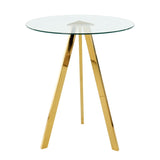 Modern Kitchen Glass dining table ROUND Tempered Glass 31.5" BAR Table top,Clear BAR Table Metal GL-W210P195510