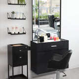 15% E0 chipboard linen top 1 drawer 1 door with mirror Salon cabinet black 33239540
