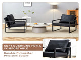 Set of 1 Classic Black PU Leather and Metal Frame Sofa -Ergonomically designed, a perfect blend of W3875P378628