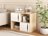 Modern Wooden Storage Cabinet with Sliding Doors, 2-Tier Open and Closed Shelves Organizer, White 98261273