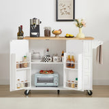 Kitchen Island with Drop Leaf Countertop, Rolling Kitchen Island Cart , Barn Door Kitchen Island W1820P195005
