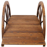 3.3ft Wooden Garden Bridge Arc Footbridge with Half-Wheel Style Railings & Solid Fir Construction, W465P221160