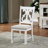 ZNTS Lavish Design Distressed White 2pcs Dining Chairs Only, Gray Padded Fabric Seat Dining Room Kitchen B011111836