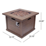 Patio Outdoor 24'' H x 32'' W Square Gas Burning Concrete Fire Pit Wood Pattern - Brown - 40,000 BTU 61907.00-40K