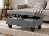 28.5" Storage Ottoman Bench Flannelette Upholstered for Living Room Bedroom Entryway Light Gray 81633101