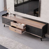 63'' Mid Century TV Stand with 2 Cabinets& Open Compartments, Entertainment Center for TVs up to N710P180182B