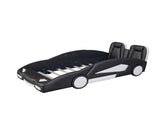 Twin Size Race Car-Shaped Platform Bed with Wheels, Black 19357960