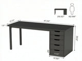 Modern Computer Desk, 47" Writing Desk with 5 Reversible Storage Drawers for Home Office 90034664