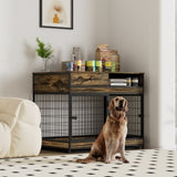 ZNTS Furniture Dog Cage Crate with Double Doors. Antique Brown,38.78'' W x 27.36'' D x 32.17'' H. W1903P151311