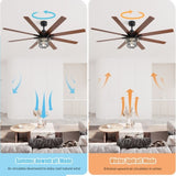 ZNTS Modern 66 Inch Ceiling Fan With 6 Speed Wind 8 Blades Remote Control Reversible DC Motor With Light W934P189487