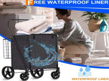Folding Shopping Cart, Utility Trolley Grocery Cart with Removable Basket and Swivel Wheel, Black 59594303
