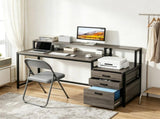 63 Inch Ergonomic Computer Desk with Drawers and Monitor Stand, Office Desk 23001522