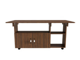 Multi-Functional Folding Table with Storage Shelves and Wheels, 47 Inch Foldable Dining Table for 61675914