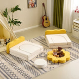 12-Piece Modular Kids Sofa Set All-Sponge Construction Yellow & White Colorblock Corduroy Free 86745873