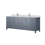 Dark Grey Double Bath Vanity 84 in. W x 22 in. D, Carrara Marble Top, and Faucet Set B2731P259152