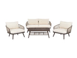 4-Piece Outdoor Patio Furniture Set, Metal Chairs with Woven Rope U-Shaped Backrest,Outdoor N780P209458R