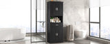 ZNTS Tall Bathroom Cabinet with Four Doors, Large Storage Space Open Shelve, Upper Storage Cabinet, Black N725P192478B