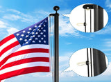 Flag Pole Kit for Outside House in Ground, 20FT Sectional Aluminum Extra Thick Flagpole, 5x3 US 81569699