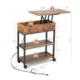 Bedside table, adjustable tabletop coffee table with charging and wheels 13255072