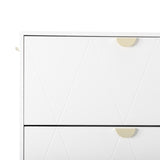 V-shaped carved door panel 2 drawers with top flip drawer shoe cabinet particle board 80*24*120cm 82639477