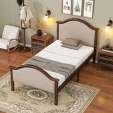 ZNTS Twin Size Bed Frame with Headboard and Footboard, Upholstered Twin Platform Bed with Strong Wooden W504140833