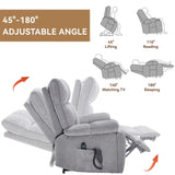 Grey Heat Massage Dual Motor Infinite Position Up to 350 LBS Large Electric Power Lift Recliners W1803P264031