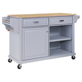 Cambridge Natural Wood Top Kitchen Island with Storage W914107254