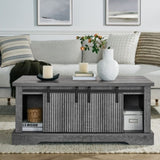 41.3 Inch Coffee Table Storage and Sliding Wood Door, Farmhouse and Industrial Cocktail Table W1781P268254