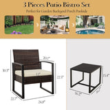 3 Piece Outdoor PE Wicker Furniture Set, Patio Brown Rattan Sectional Sofa Couch with Washable 73937025