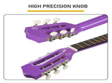 Purple 30-inch Round Acoustic Guitar with Picks, Strings, Capo, Case, Tuner, and Strap 79796997