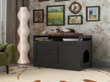 Litter Box Enclosure, Cat Litter Box Furniture with Hidden Plug, 2 Doors,Indoor Cat Washroom Storage 54231730