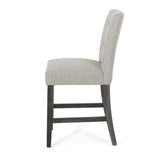 Contemporary Fabric Button Tufted 26 Inch Counter Stools, Set of 2, Light Grey 71254.00LGRY