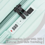 20/24/28in ABS Spinner Wheel Luggage, Carry on Suitcase, with Cup Holder & USB Port W2787P262952