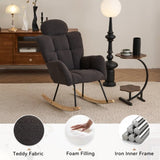 055-Teddy Fabric Upholstered Nursery Rocking Glider Chair Modern Accent Armchair Padded Seat with W527P228311