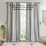 Cotton Printed Curtain Panel with Chenille Stripe and Lining B035129658
