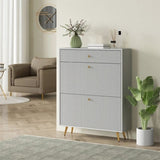 Gray shoe cabinet with adjustable shoe rack 17428289