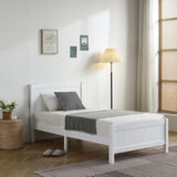 ZNTS Twin Pine Single-Layer Core Vertical Stripe Full-Board Curved Bed Head With The Same Bed Foot White 57053840