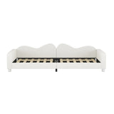 Twin size Upholstered Daybed, Sherpa Fabric Sofabed with Cloud-Shaped Backrest, No Box-spring N733P234602K