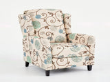 Floral Print push-back Recliner Chair, Upholstered Wingback Accent Chair with Padded Arms and Wooden B2766P587919