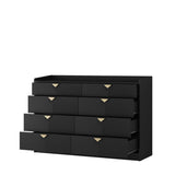 8 Drawer Double Dresser for Bedroom with LED, Modern Dressers Chest of Drawers with Fluted Panel, W1321P201215