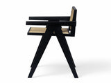 27'', Modern Minimalist Bar Stool with Cane Seat, Solid Wood Frame N780P237929B