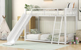 ZNTS Metal Bunk Bed with Slide, Twin over Twin, White MF285671AAK