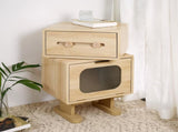 MDF CREATIVE ROTATABLE ROBOT STORAGE SIDE TABLE, NATURAL COLOR N770P281241N